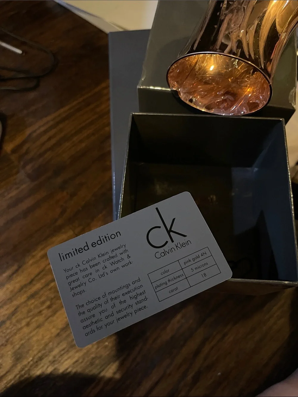 Calvin Klein Metallic Rose Gold Cuff